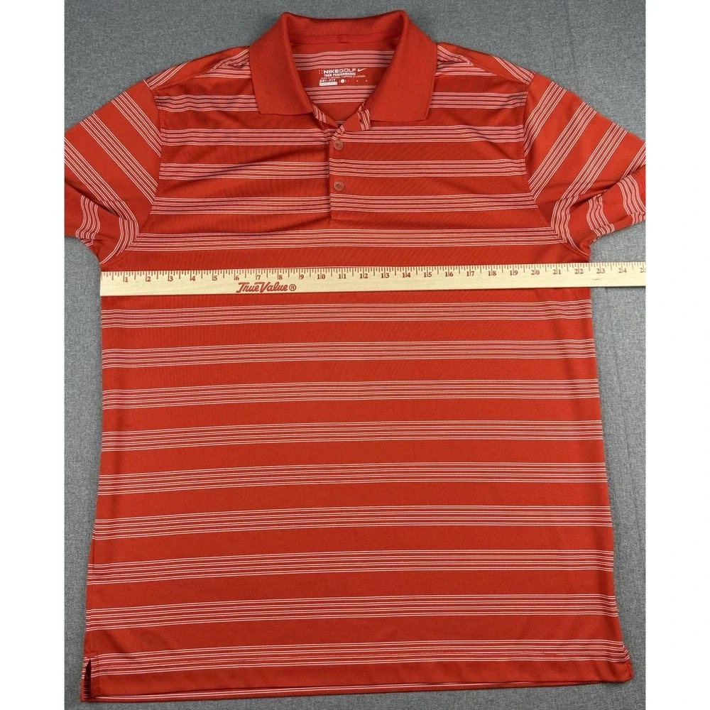 Nike Golf Dri-FIT Tour Performance Polo Shirt Mens Large Red Striped Golf